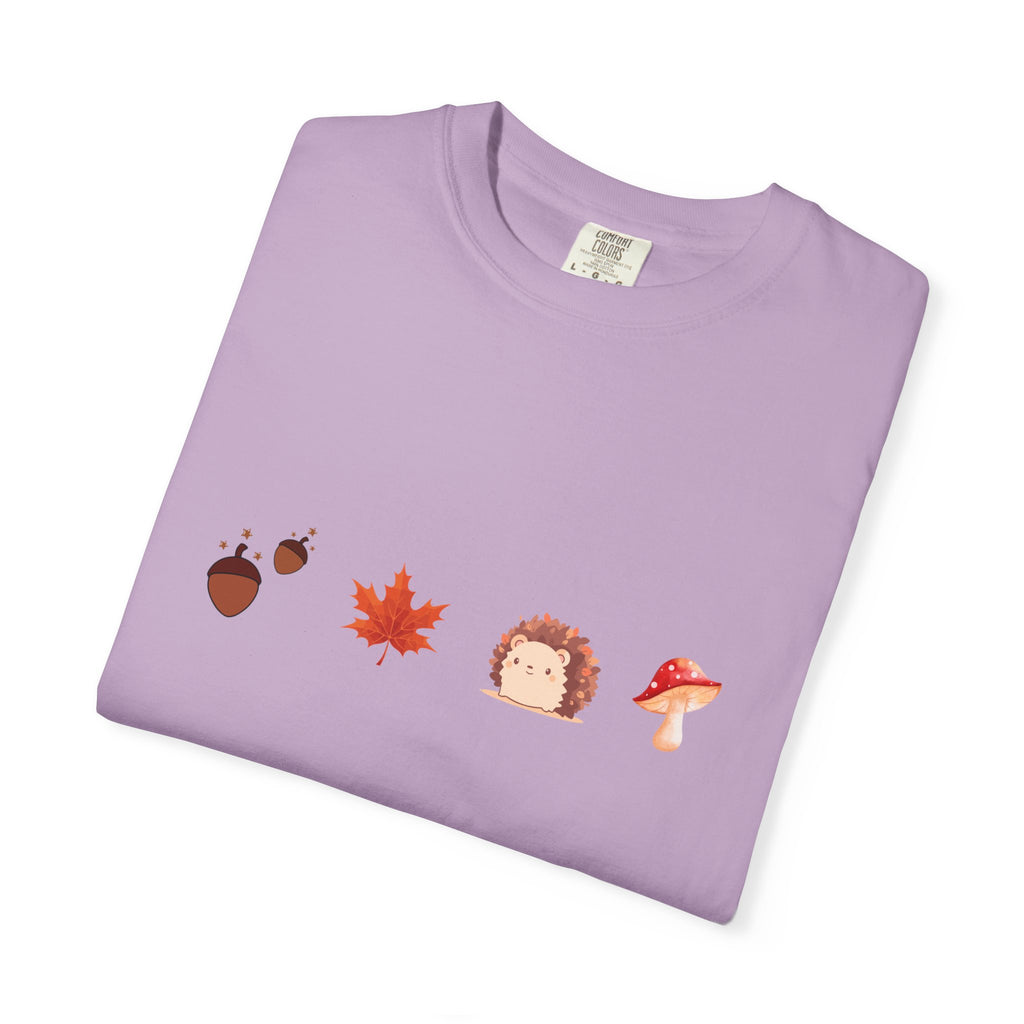Autumn Vibes T-Shirt - Unisex Garment-Dyed Tee with Cute Hedgehog Design