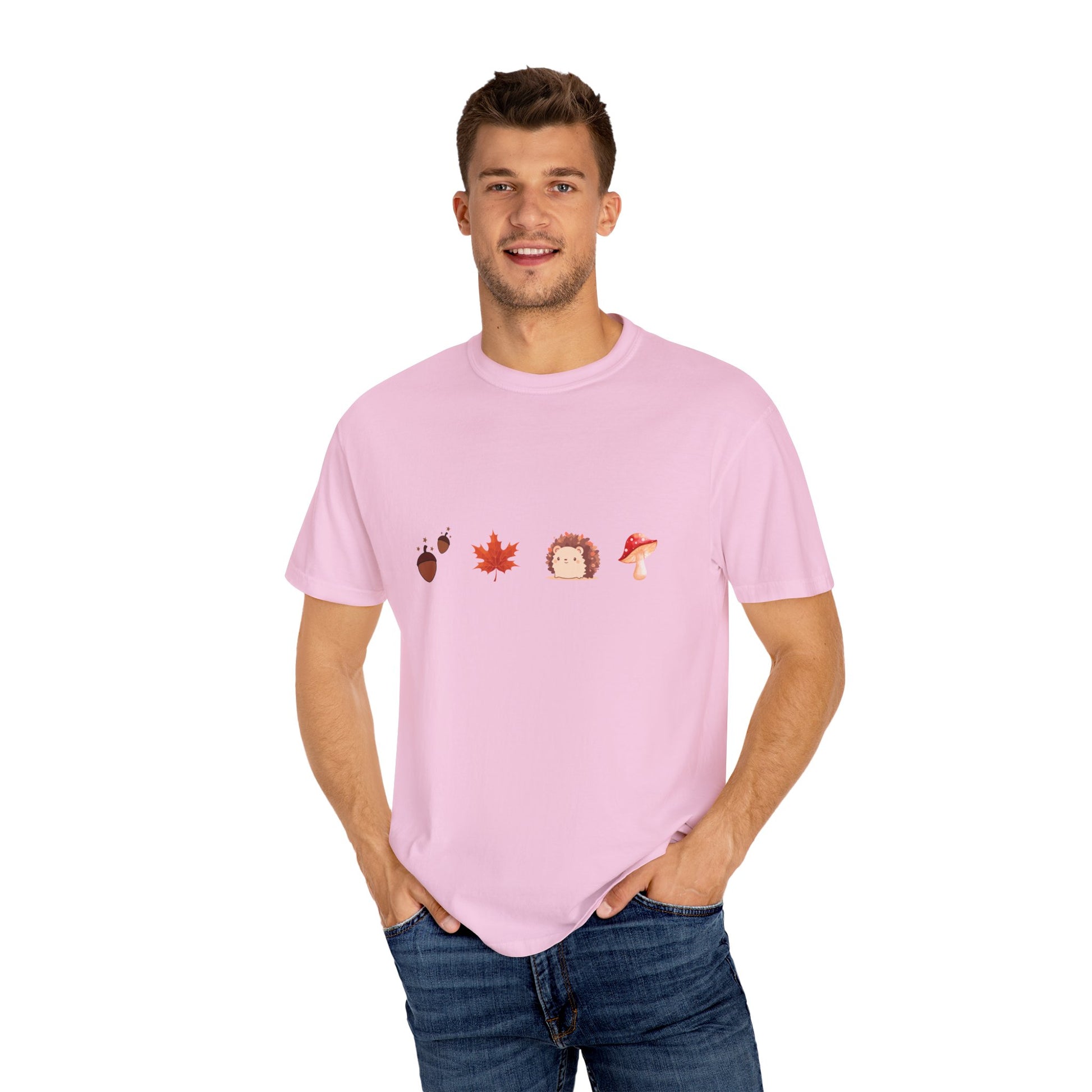 Autumn Vibes T-Shirt - Unisex Garment-Dyed Tee with Cute Hedgehog Design