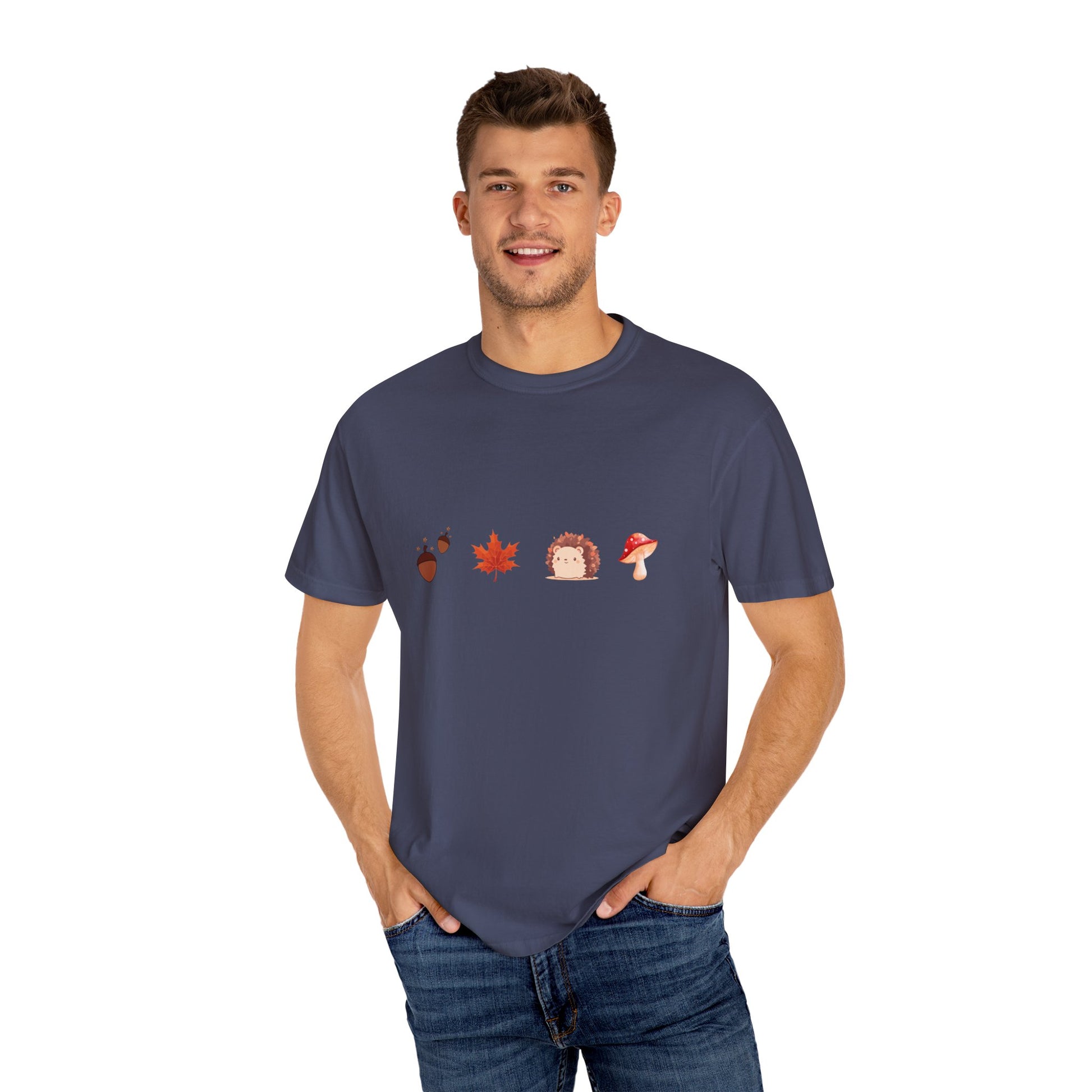 Autumn Vibes T-Shirt - Unisex Garment-Dyed Tee with Cute Hedgehog Design