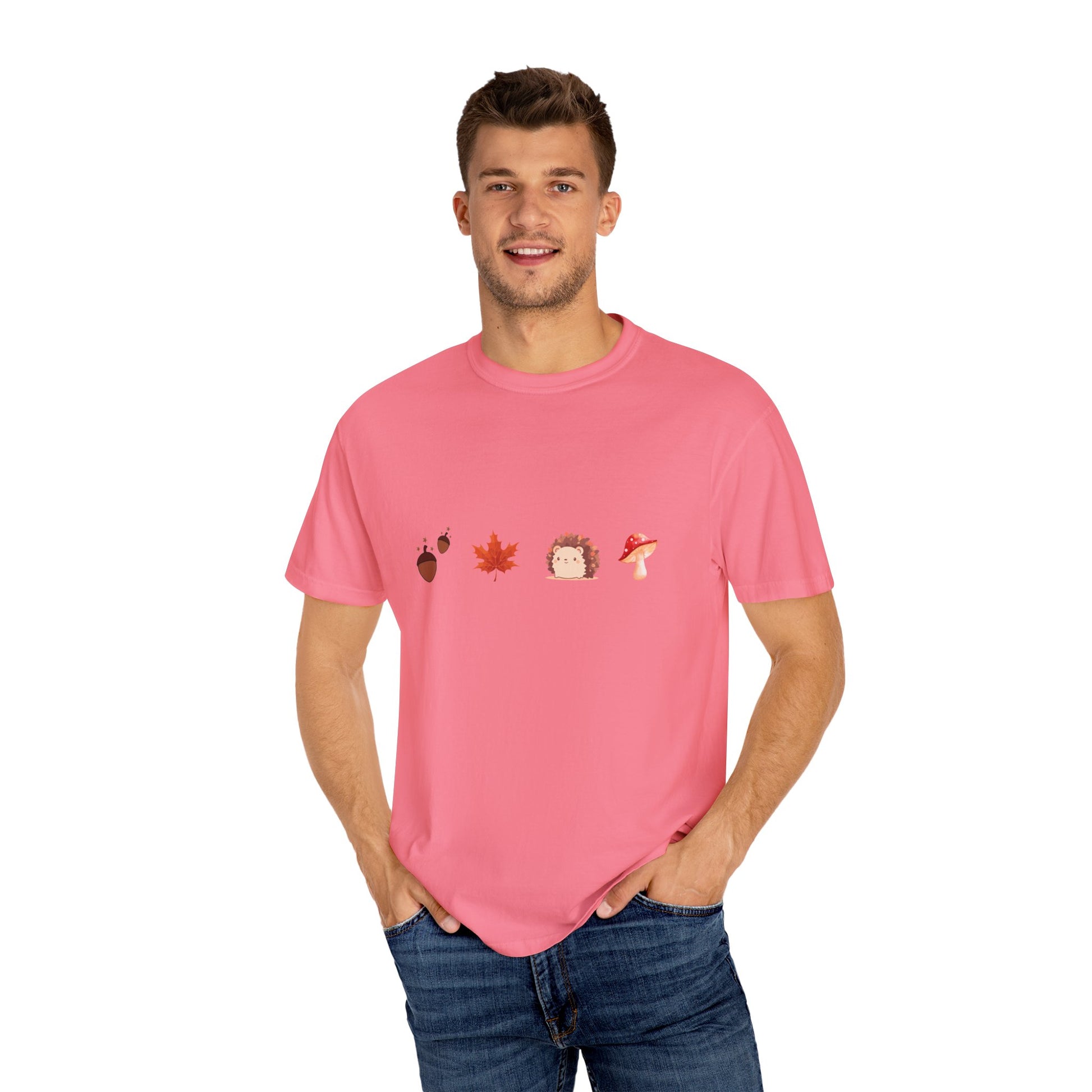 Autumn Vibes T-Shirt - Unisex Garment-Dyed Tee with Cute Hedgehog Design