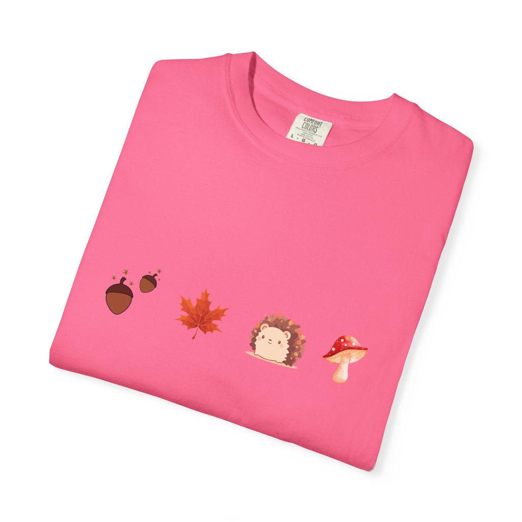 Autumn Vibes T-Shirt - Unisex Garment-Dyed Tee with Cute Hedgehog Design