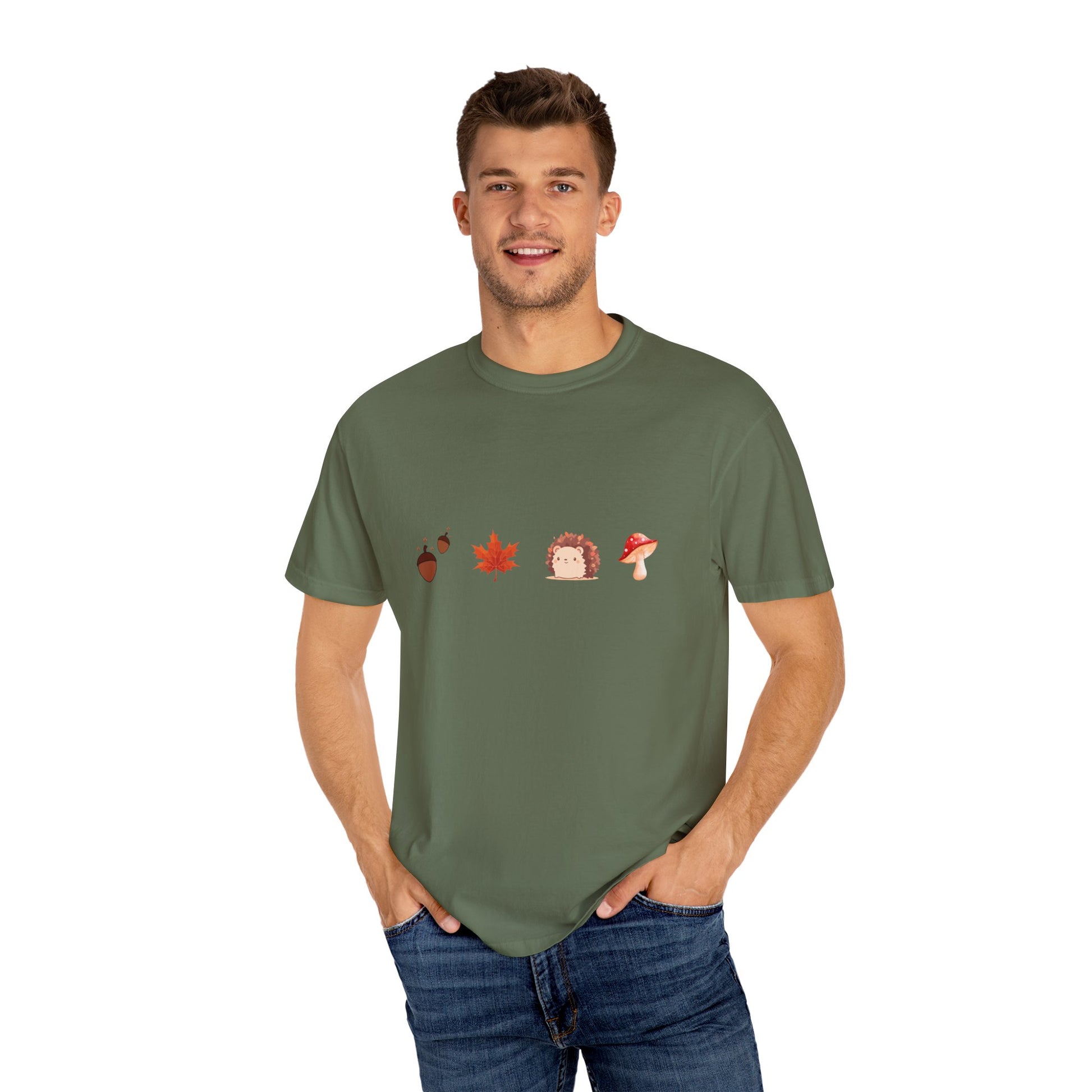 Autumn Vibes T-Shirt - Unisex Garment-Dyed Tee with Cute Hedgehog Design