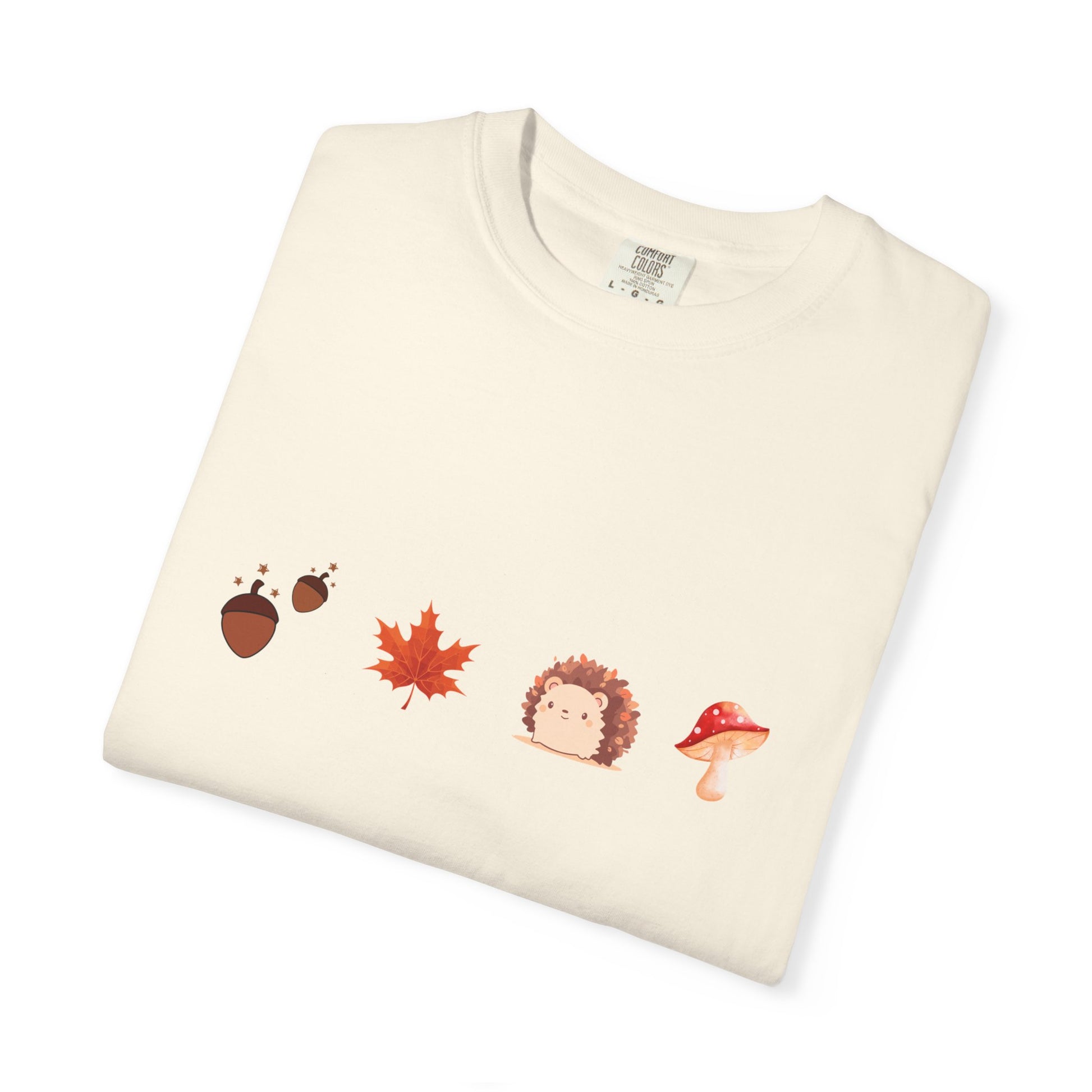 Autumn Vibes T-Shirt - Unisex Garment-Dyed Tee with Cute Hedgehog Design