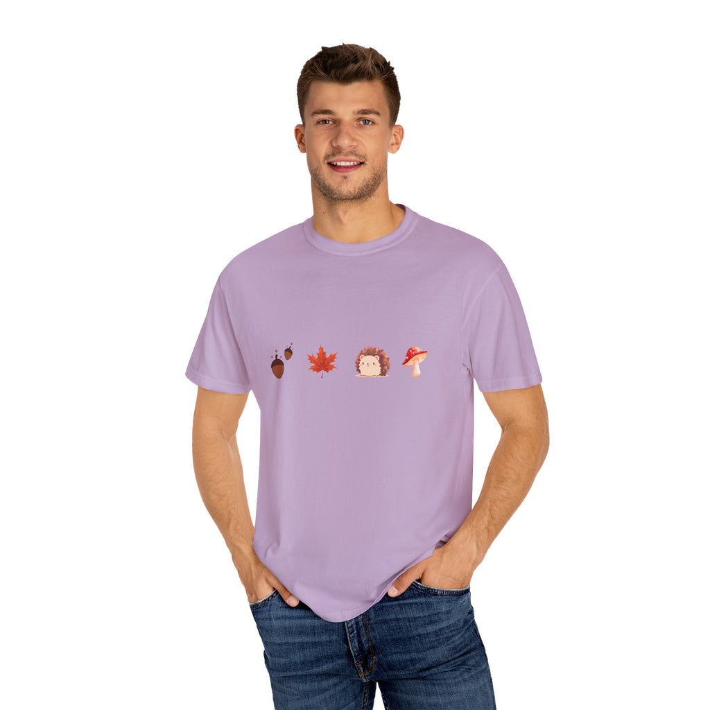 Autumn Vibes T-Shirt - Unisex Garment-Dyed Tee with Cute Hedgehog Design