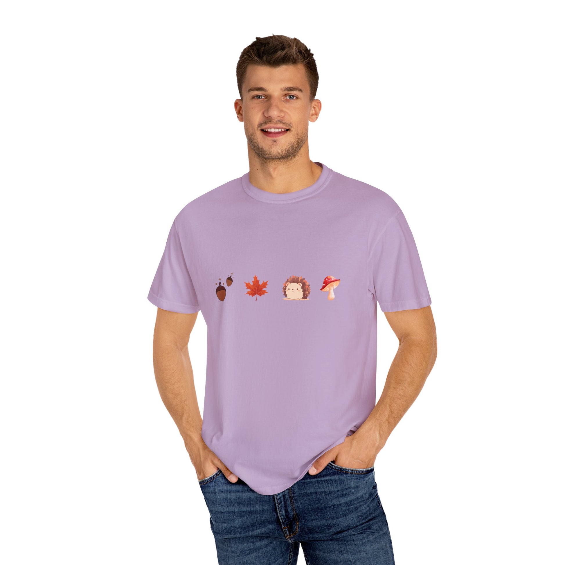 Autumn Vibes T-Shirt - Unisex Garment-Dyed Tee with Cute Hedgehog Design