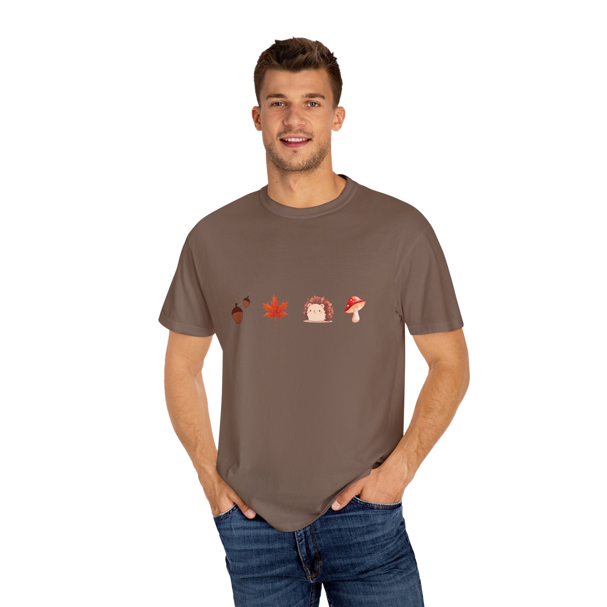 Autumn Vibes T-Shirt - Unisex Garment-Dyed Tee with Cute Hedgehog Design