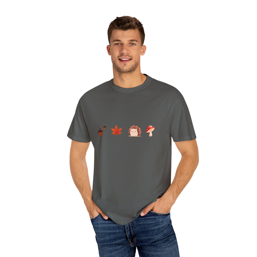 Autumn Vibes T-Shirt - Unisex Garment-Dyed Tee with Cute Hedgehog Design
