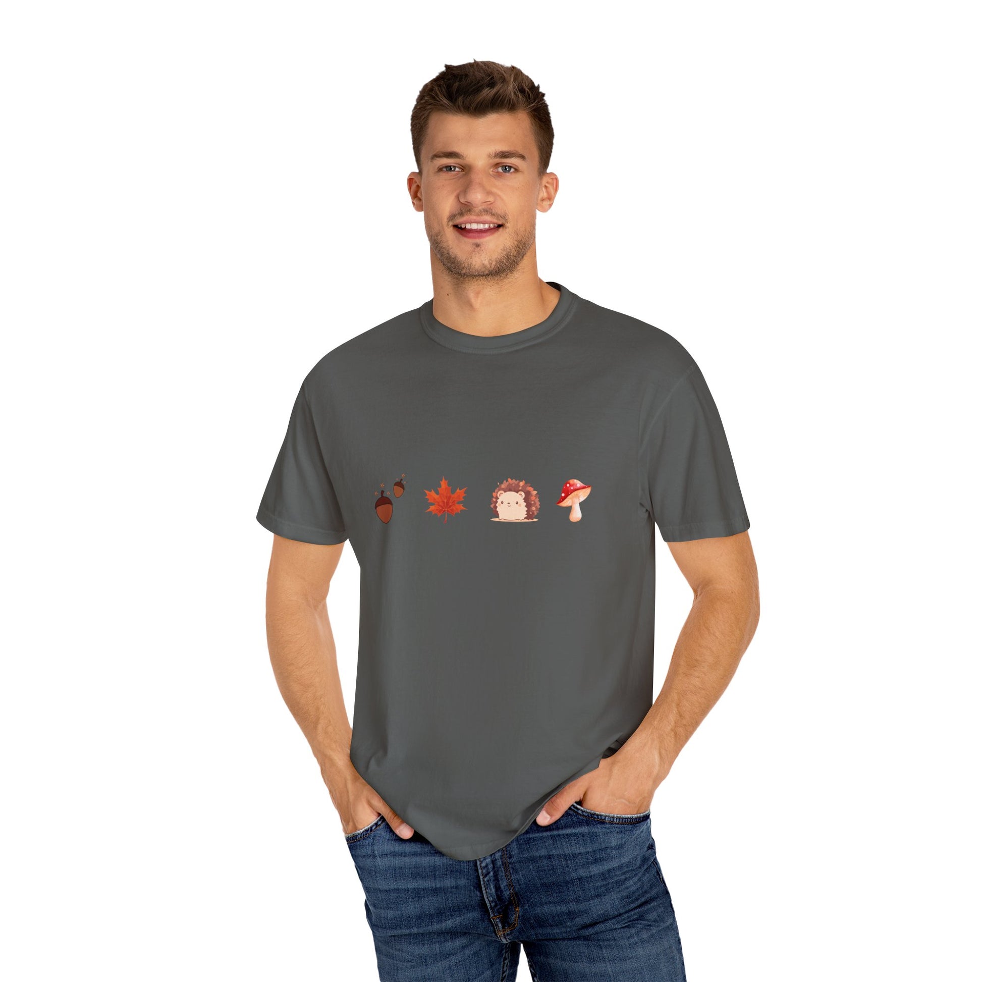 Autumn Vibes T-Shirt - Unisex Garment-Dyed Tee with Cute Hedgehog Design