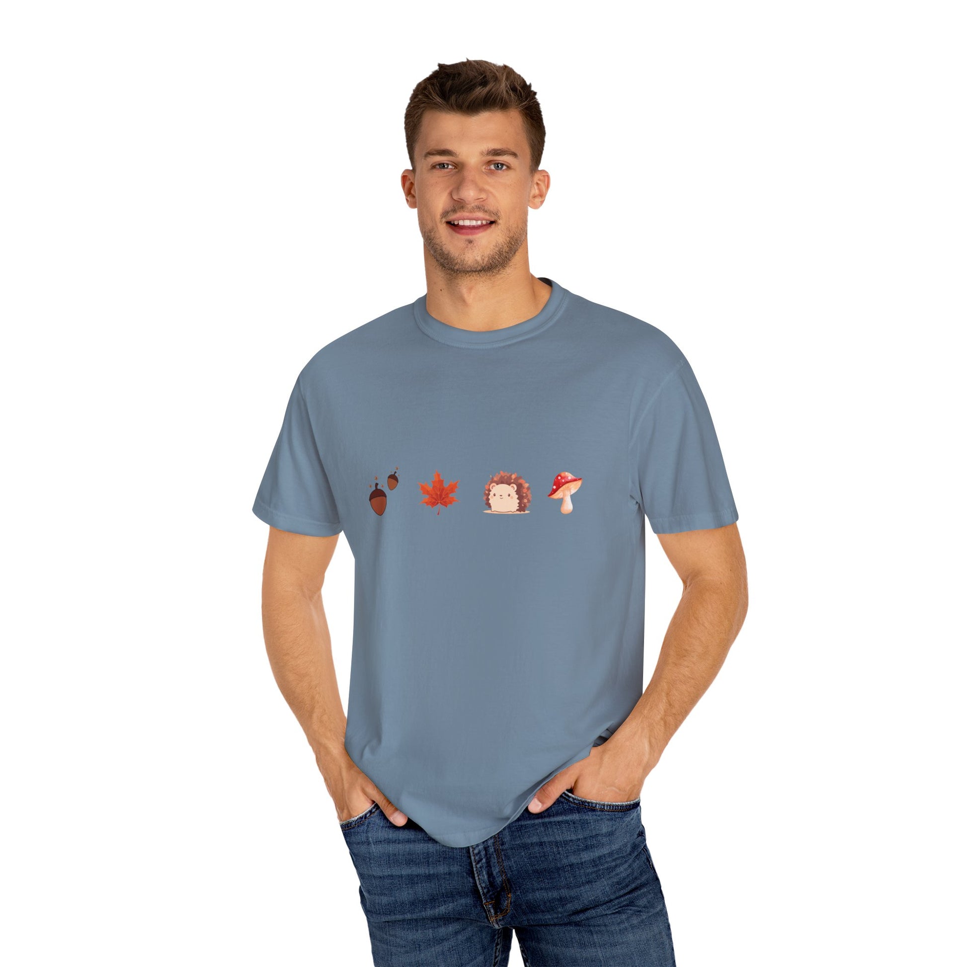 Autumn Vibes T-Shirt - Unisex Garment-Dyed Tee with Cute Hedgehog Design