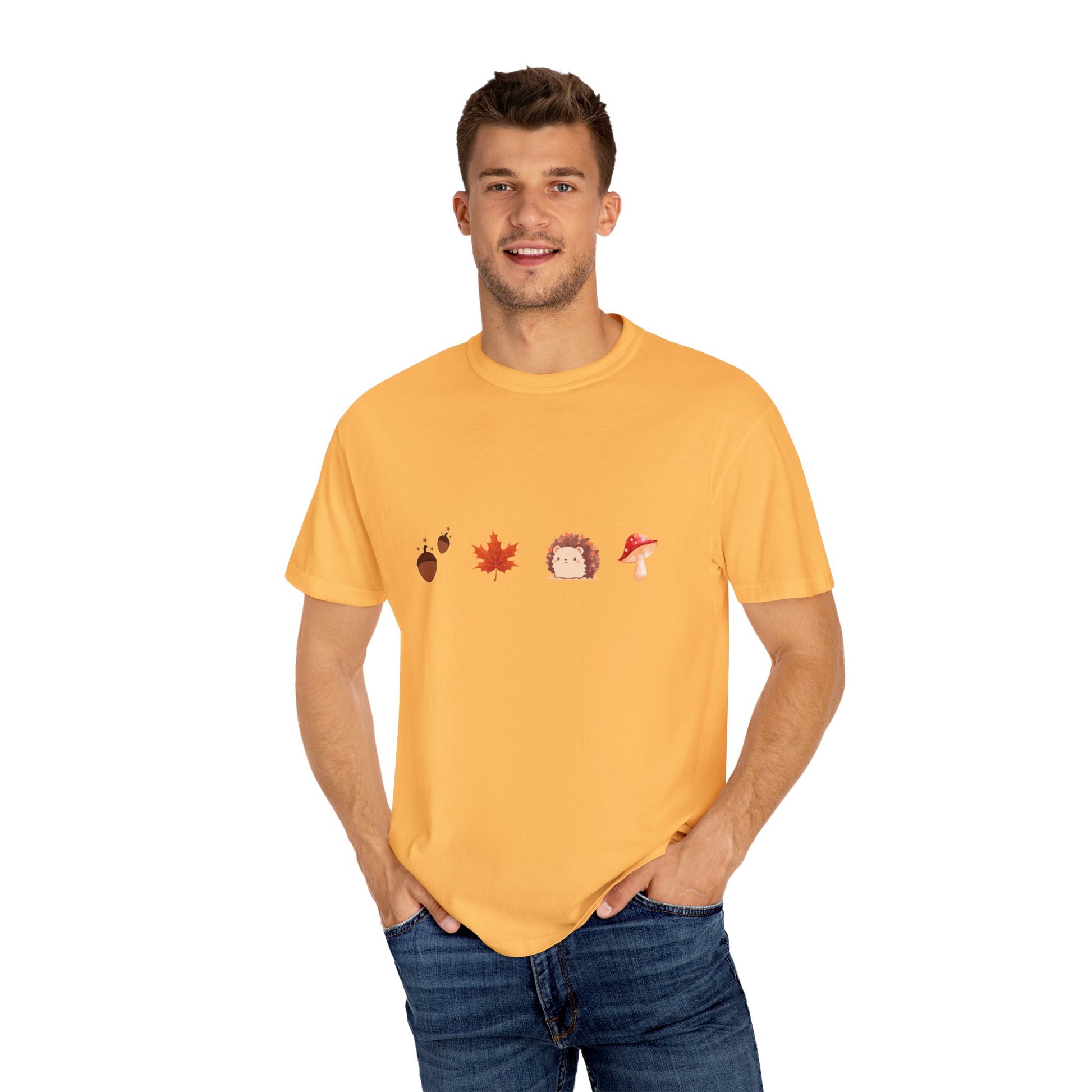 Autumn Vibes T-Shirt - Unisex Garment-Dyed Tee with Cute Hedgehog Design