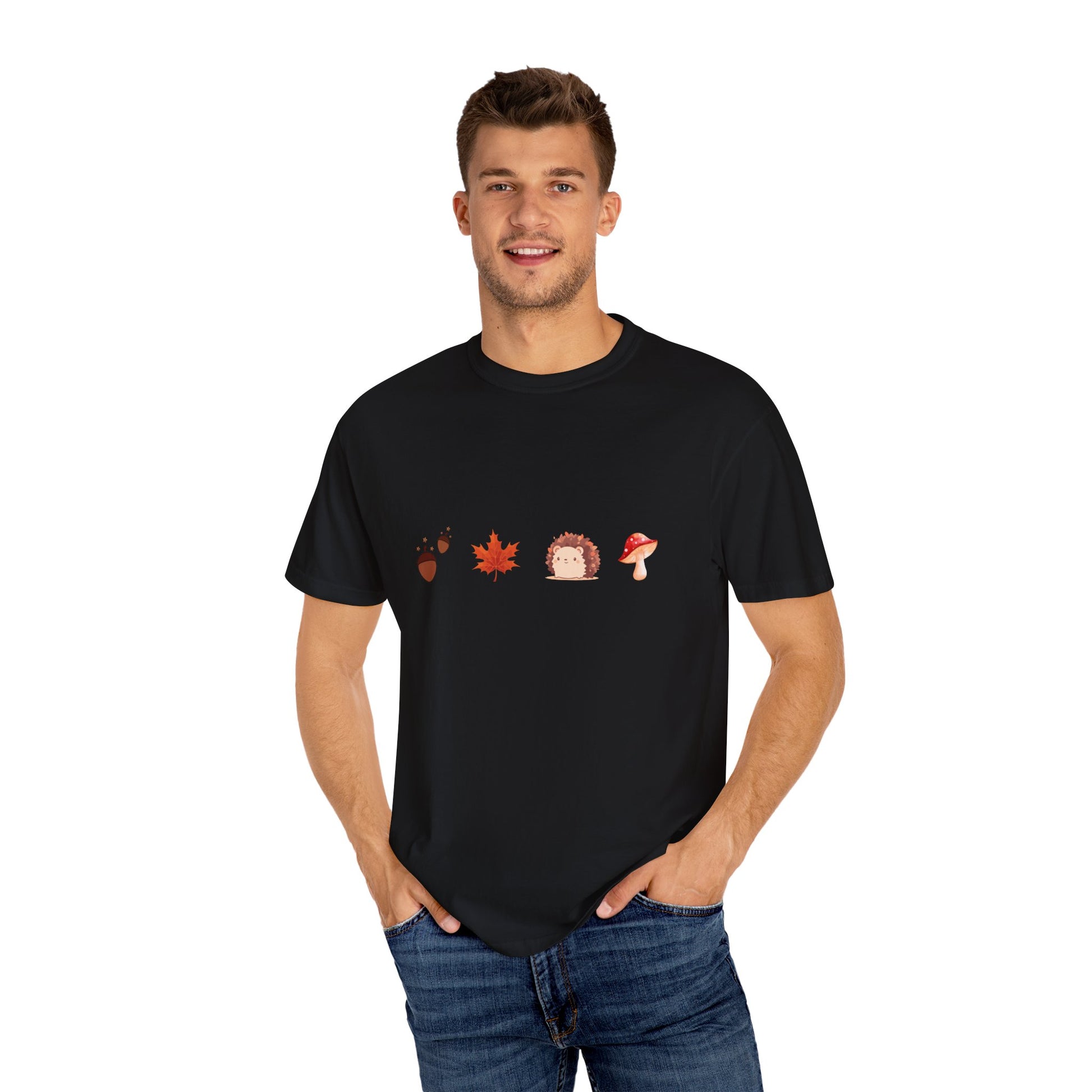 Autumn Vibes T-Shirt - Unisex Garment-Dyed Tee with Cute Hedgehog Design