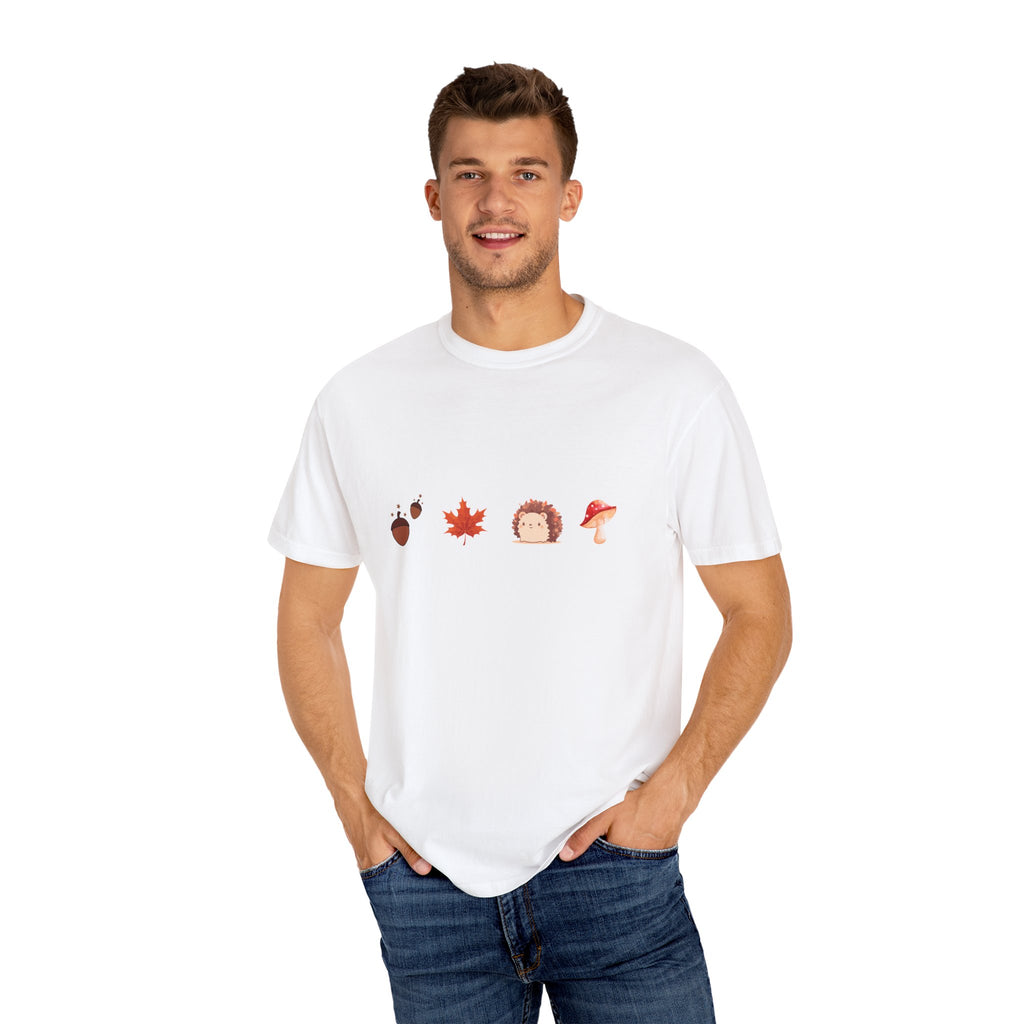Autumn Vibes T-Shirt - Unisex Garment-Dyed Tee with Cute Hedgehog Design