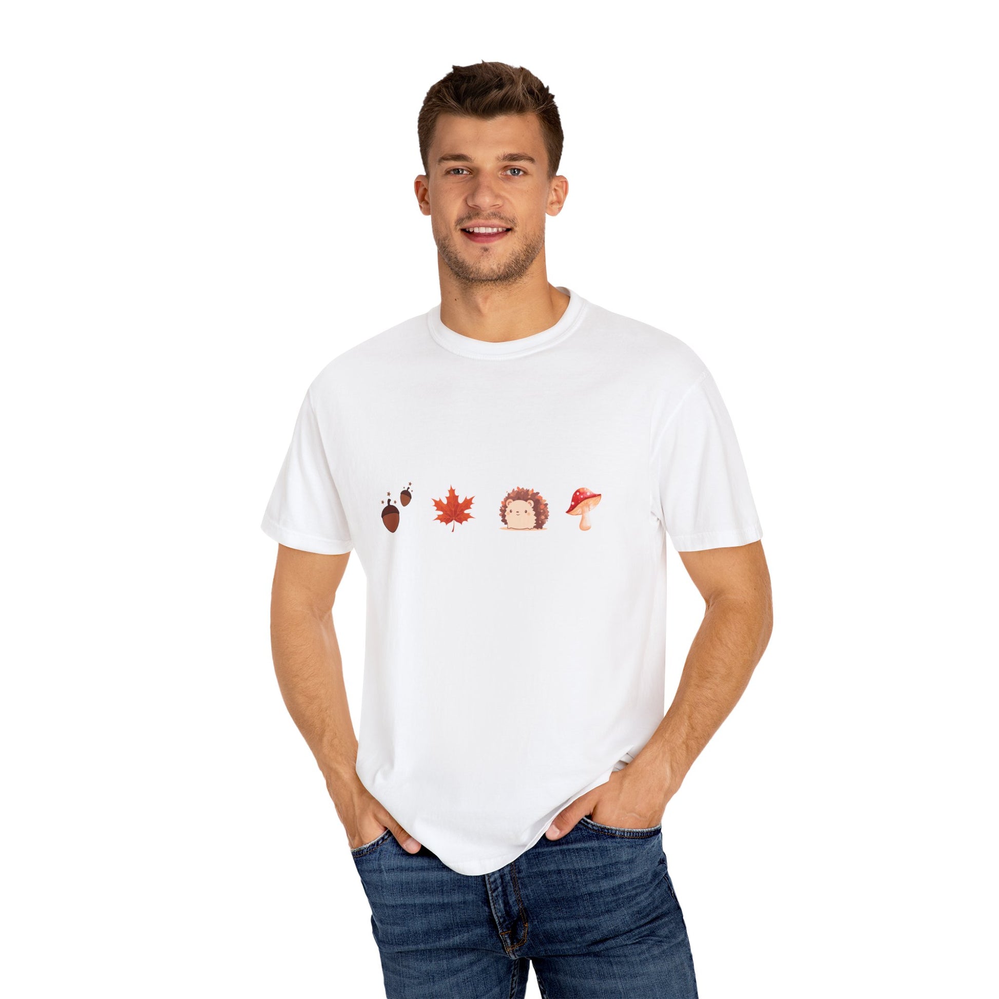 Autumn Vibes T-Shirt - Unisex Garment-Dyed Tee with Cute Hedgehog Design