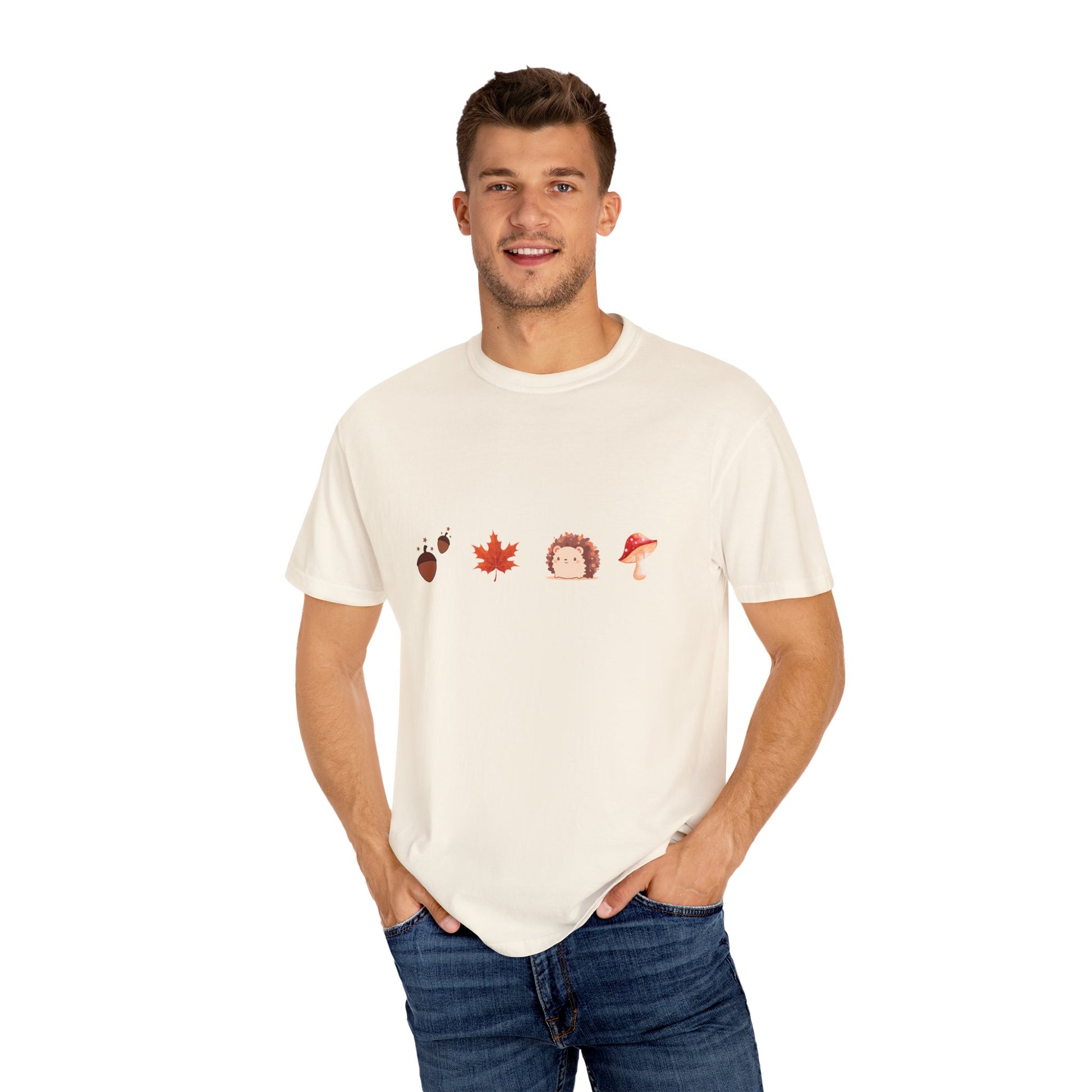 Autumn Vibes T-Shirt - Unisex Garment-Dyed Tee with Cute Hedgehog Design