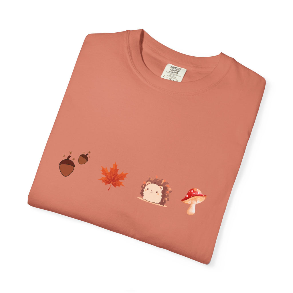 Autumn Vibes T-Shirt - Unisex Garment-Dyed Tee with Cute Hedgehog Design