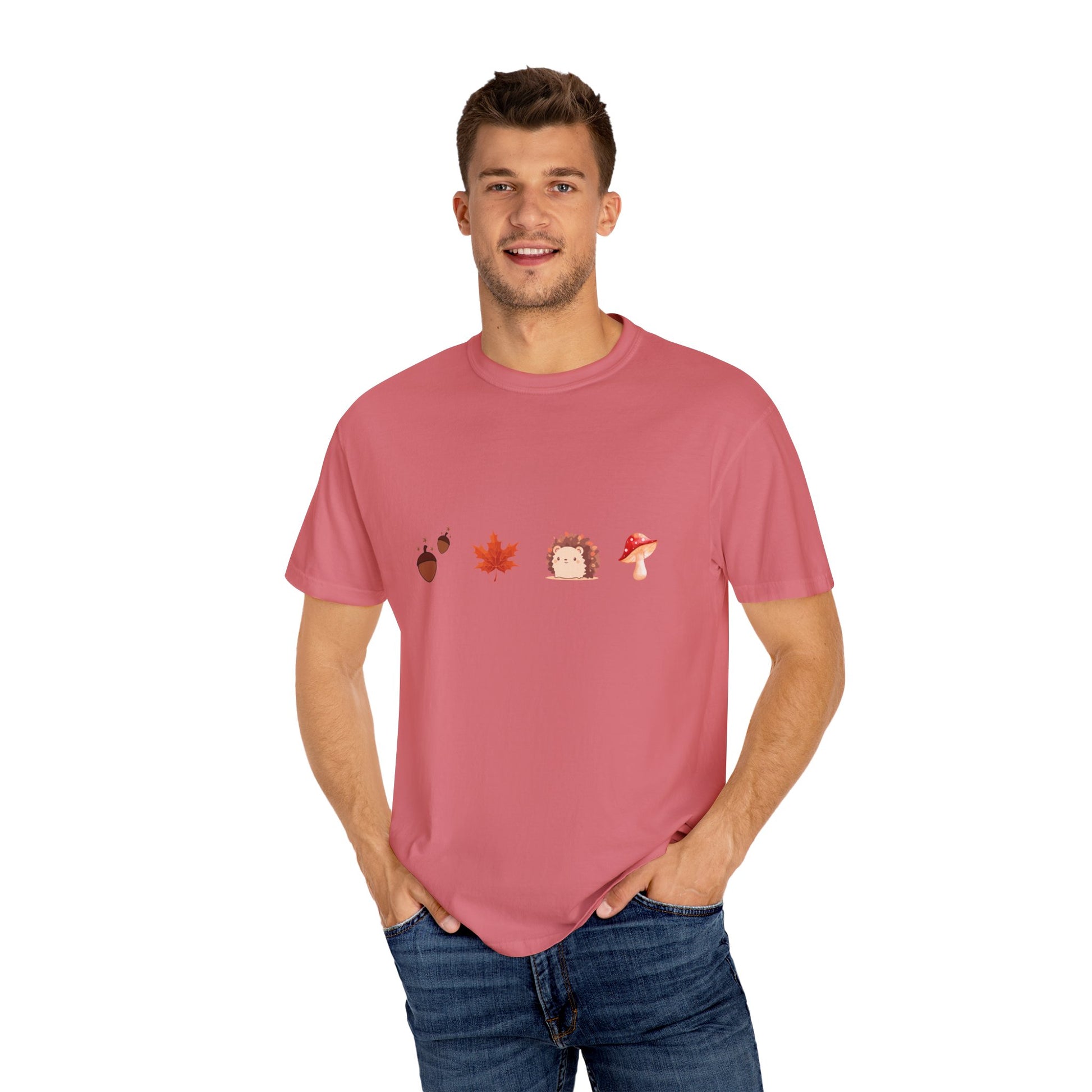 Autumn Vibes T-Shirt - Unisex Garment-Dyed Tee with Cute Hedgehog Design