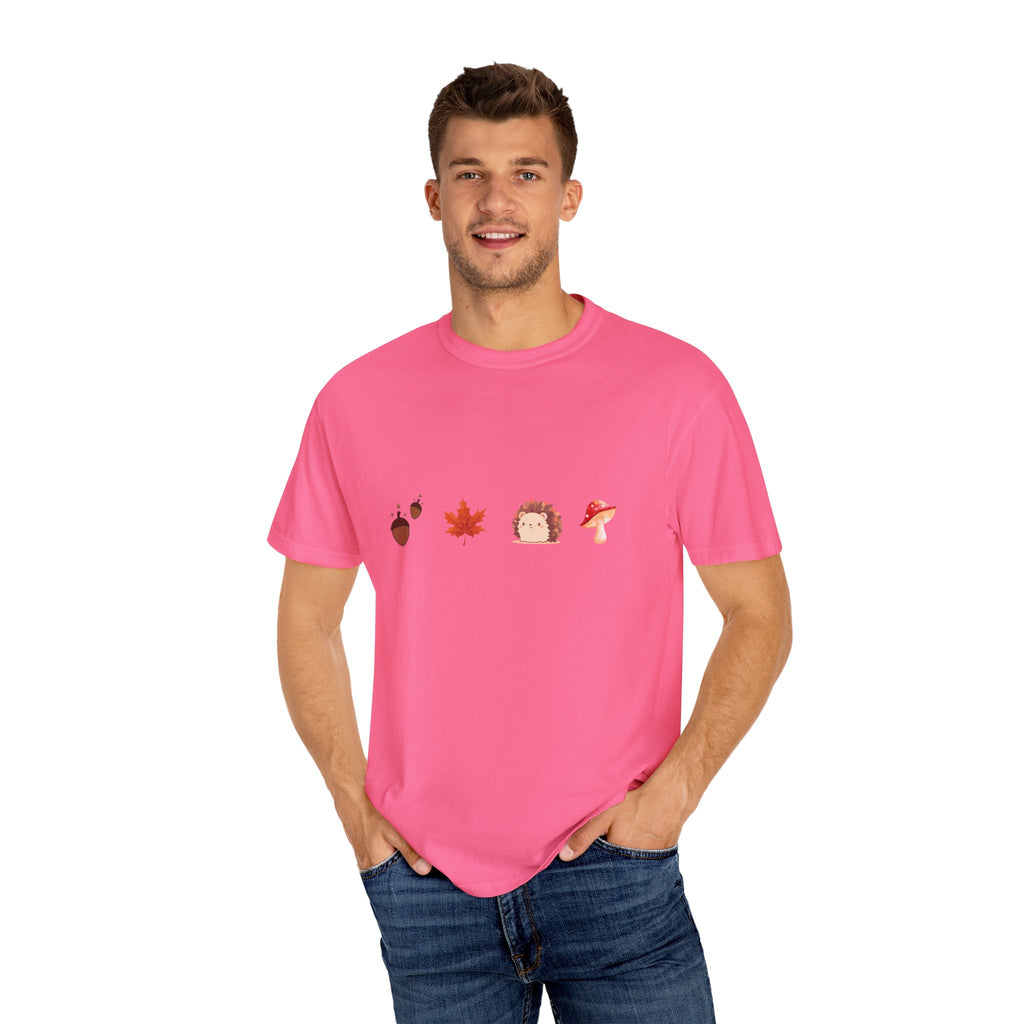 Autumn Vibes T-Shirt - Unisex Garment-Dyed Tee with Cute Hedgehog Design