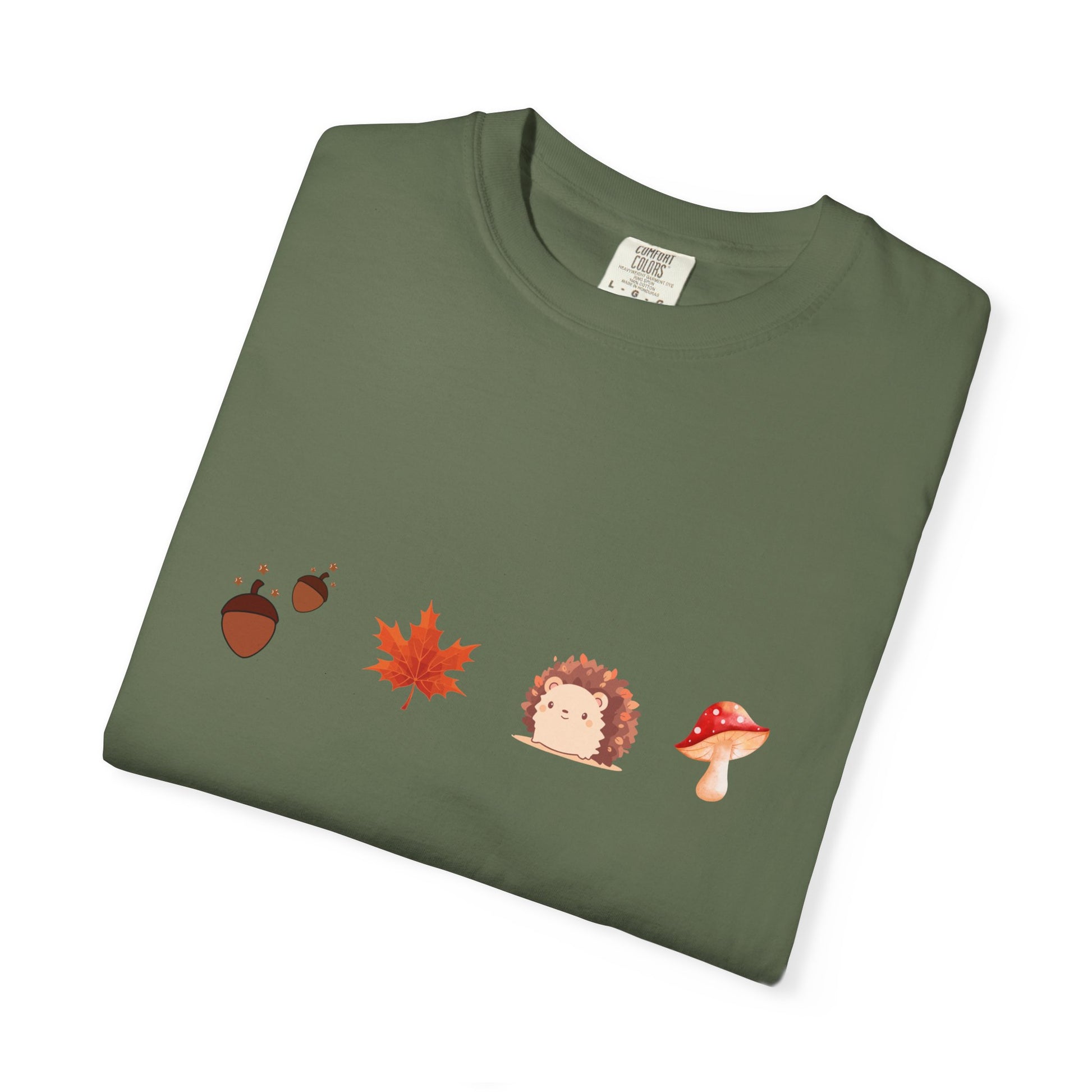 Autumn Vibes T-Shirt - Unisex Garment-Dyed Tee with Cute Hedgehog Design