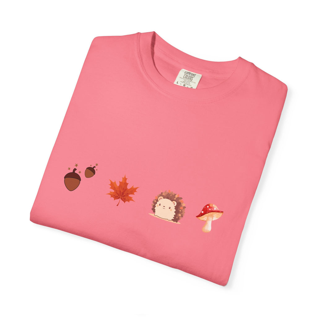 Autumn Vibes T-Shirt - Unisex Garment-Dyed Tee with Cute Hedgehog Design